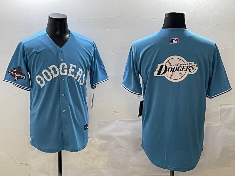 Men Los Angeles Dodgers Blank Light Blue Throwback Game 2025 Nike MLB Jersey style 35->los angeles dodgers->MLB Jersey